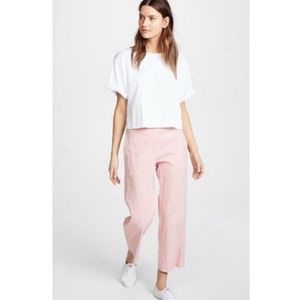 NWOT Women’s Theory Fluid Organic Crunch Wash Pink Wide Leg Cropped Pants Size 0